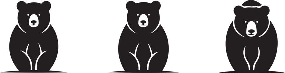 Obraz premium Bear Essentials Silhouette Trio Bundle Wild Bear Family Clipart Collection Forest Bear Silhouettes Set for Crafts