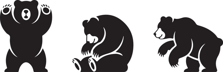 Bear Essentials Silhouette Trio Bundle
Wild Bear Family Clipart Collection
Forest Bear Silhouettes Set for Crafts