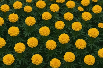 Bright yellow blossoms with lush green foliage