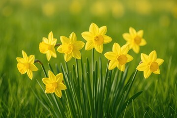 Obraz premium Springtime yellow daffodil blossoms in full bloom