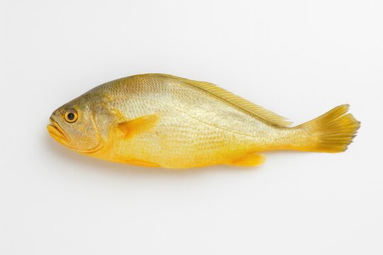 White Background Featuring Yellow Croaker Fish