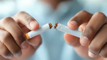Man quitting smoking in urban park afternoon light photography of cigarette toss