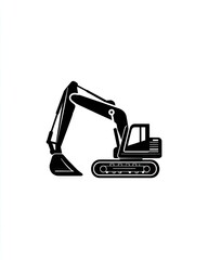 Black silhouette of a large excavator