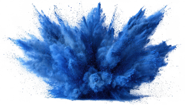 Exploding vibrant blue powder