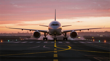 airplane in the sunset