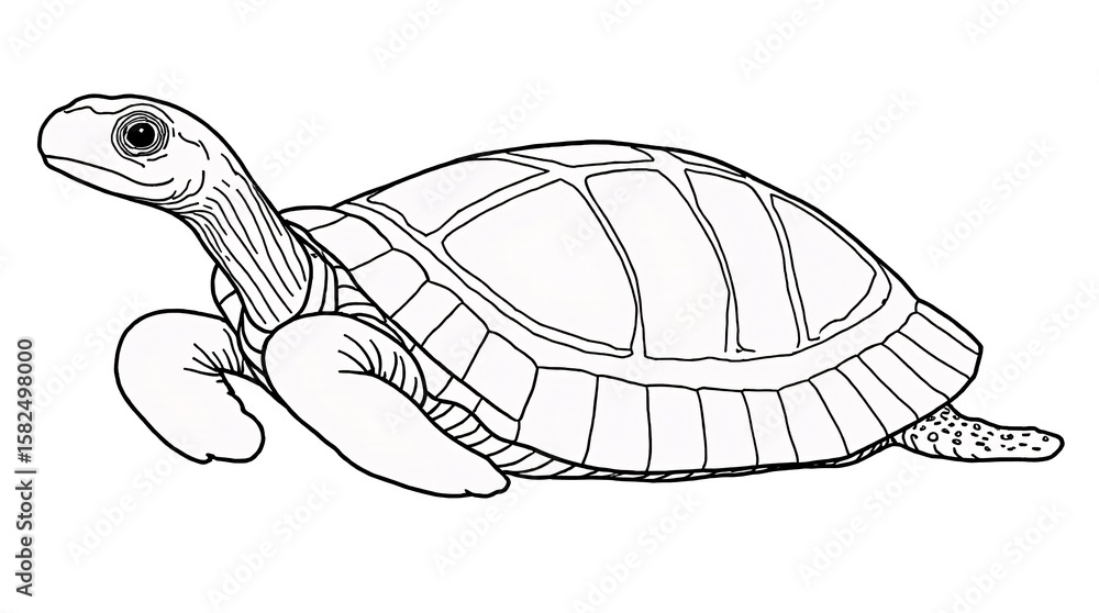 Poster three white turtles in circular flow minimal line art