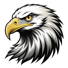 Fototapeta premium Bald eagle vector portrait: an American symbol of freedom, a wild bird of prey with a striking white head and powerful beak