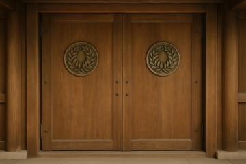 Wooden entrance to a traditional shrine's chapel