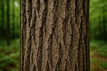 Fototapeta premium Tree trunk surface showcasing natural bark patterns in a woodland setting