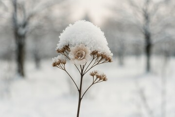 Frozen blossom amidst icy branches