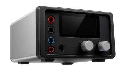 Fototapeta premium A benchtop voltmeter with multiple input options for detailed testing in a home electronics lab.