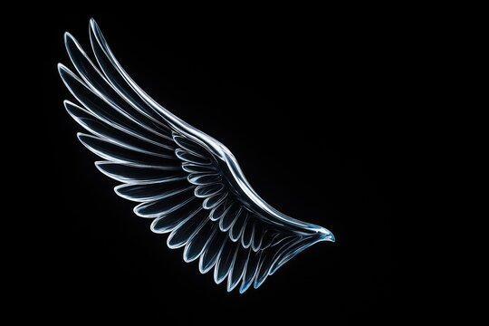 Transparent wing-shaped glass set against a dark backdrop