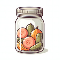 Flat Vector Canning Jar Illustration Isolated on White Background