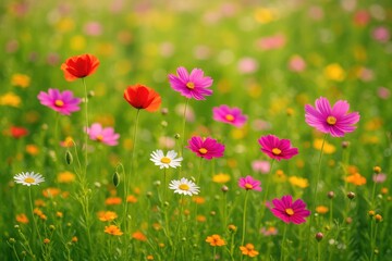 Obraz premium Spring Wildflowers and the Glow of Blooming Flowers