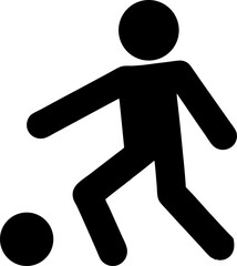 Simple Black Silhouette of a Person Playing Soccer with a Ball on White Background