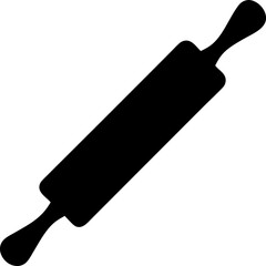 Baking tools silhouette featuring a rolling pin dough roller and whisk on a white background