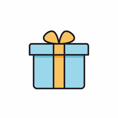 A light blue gift box with an orange ribbon, neatly tied in a bow, ready for giving.