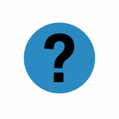 A black question mark symbol centered within a bright blue circle against a white background.