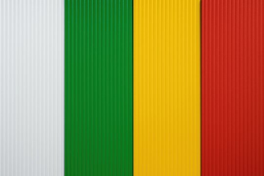 Colorful corrugated plastic in white, green, yellow, and red hues