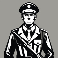 Police officer vector illustration of a man in a uniform with a hat