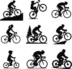 Obraz premium Bicycle Silhouettes – Riders in Action