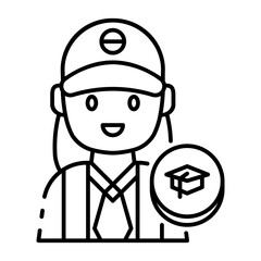 This Student (girl) icon is suitable for Indonesia Independence Day, etc