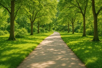 Obraz premium Scenic pathway through a lush garden setting