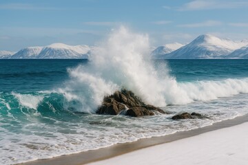 Seashells colliding with the coral reef at the coast