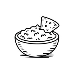 Delicious Dip A Bowl of Flavor with a Crisp Tortilla Chip Illustration with Dip,perfect for a appetizer or snack.