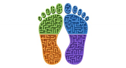 Abstract footprints with intricate mazes