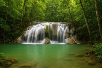 Fototapeta premium Forest cascade at a famous waterfall park