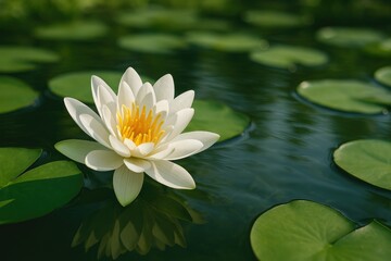 Elegant water lily blooms in serene ponds