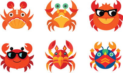 Fototapeta premium Crab Vector Illustration Set