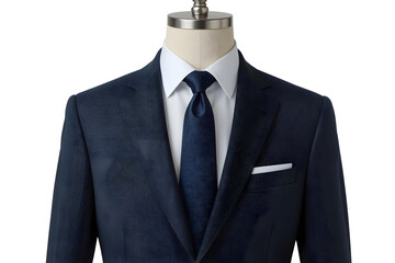 A mockup of a classic business suit, featuring a crisp blazer with subtle texture and fine stitching details