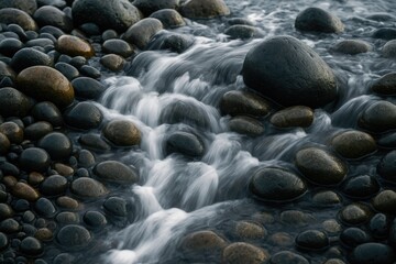 Obraz premium Flowing water cascading over stones