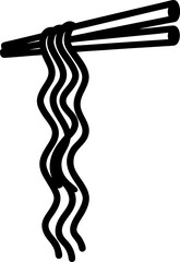 Minimalist Noodles with Chopsticks Illustration in Black and White for Asian Cuisine Concepts