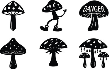 Dancing Dead Cap Danger Level Crystal Typed Mushroom In Boots Vector Illustration