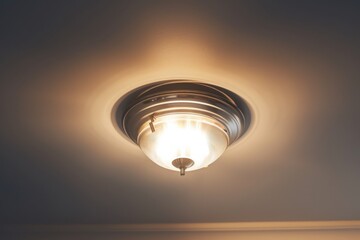 Ceiling light fixture illuminating a room with soft glow in a cozy home setting