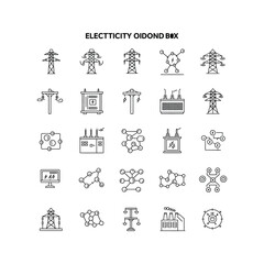 Electricity grid icons power lines substations transformers and more