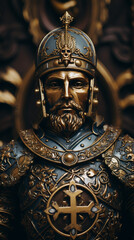 Fototapeta premium Medieval knight on abstract background