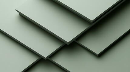 Abstract geometric shapes, layered in muted green