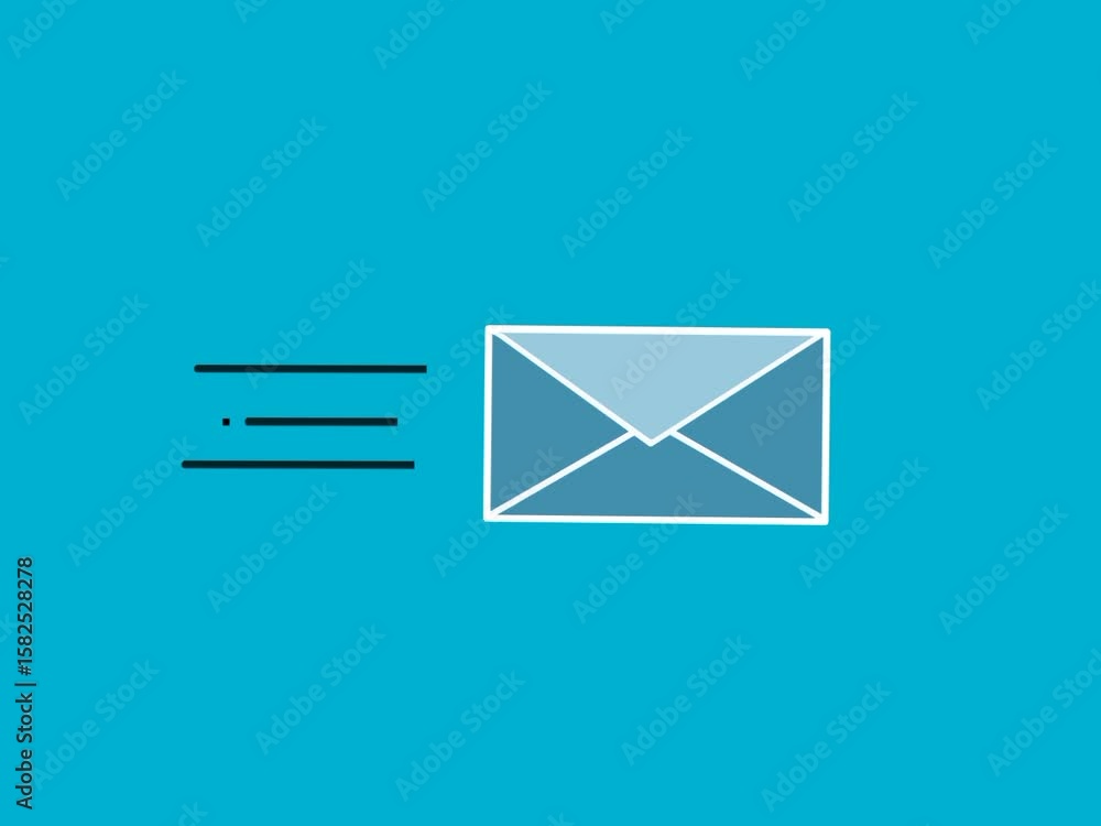 Poster mail envelope icon. flying envelope animation with motion lines. minimal email sending concept. fast