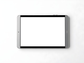 Tablet device displayed with clean blank screen. A digital tablet is shown standing with a blank screen perfect for design presentation display or content mockup use.