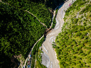 Aerial View Of Rasuwagadhi Flood Devastation In Nepal