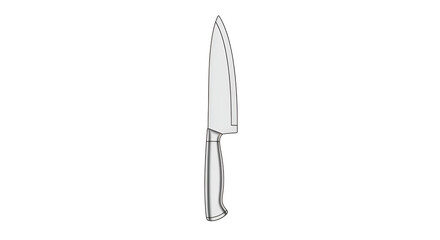Minimalist icon of a classic kitchen knife with a sleek handle, vertically on clean white background
