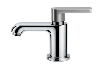 A low-profile faucet with a sleek lever handle for a guest bathroom in a suburban home.
