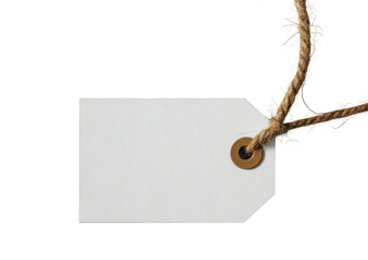 Blank white tag, tied with beige rope