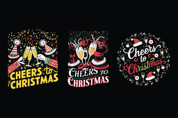Festive Christmas Cheers Celebration Designs champagne
