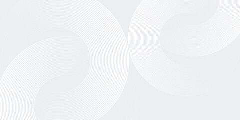 Abstract white glowing geometric lines on gray background. Modern shiny blue circle lines pattern. Futuristic technology concept. Suit for cover, poster, banner, brochure, header, website vector