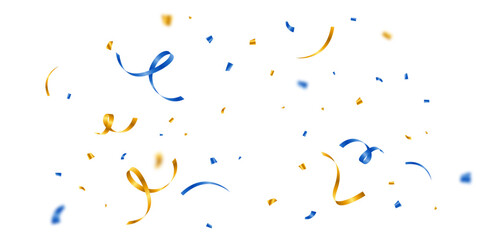 Elegant blue and gold confetti pattern background, zigzag down for celebration. Vector illustration of festive decoration. © HNKz